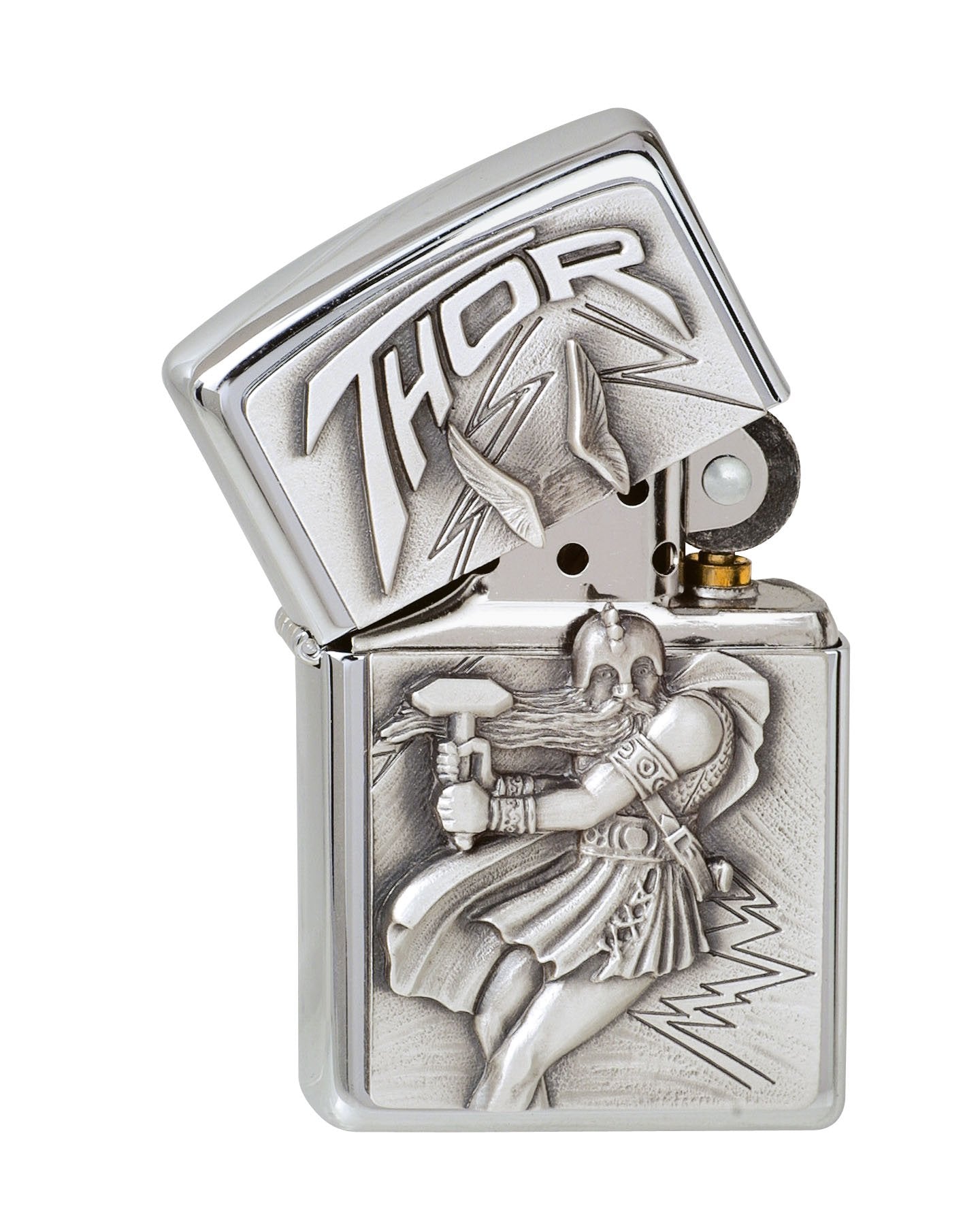 Briquet Zippo emblème Thor et marteau, ouvert
