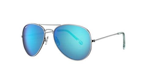 Vue de 3/4 lunettes de soleil style Pilote Zippo Turquoise