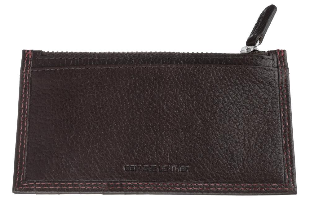 Vue de dos porte-cartes marron avec poche zippée marque Zippo