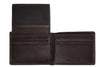 Vue de face portefeuille Zippo en cuir marron ouvert avec rabat 