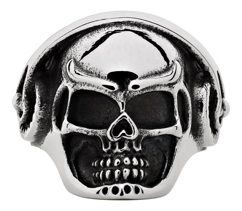 Vue de face anneau Zippo tête de mort avec des écouteurs