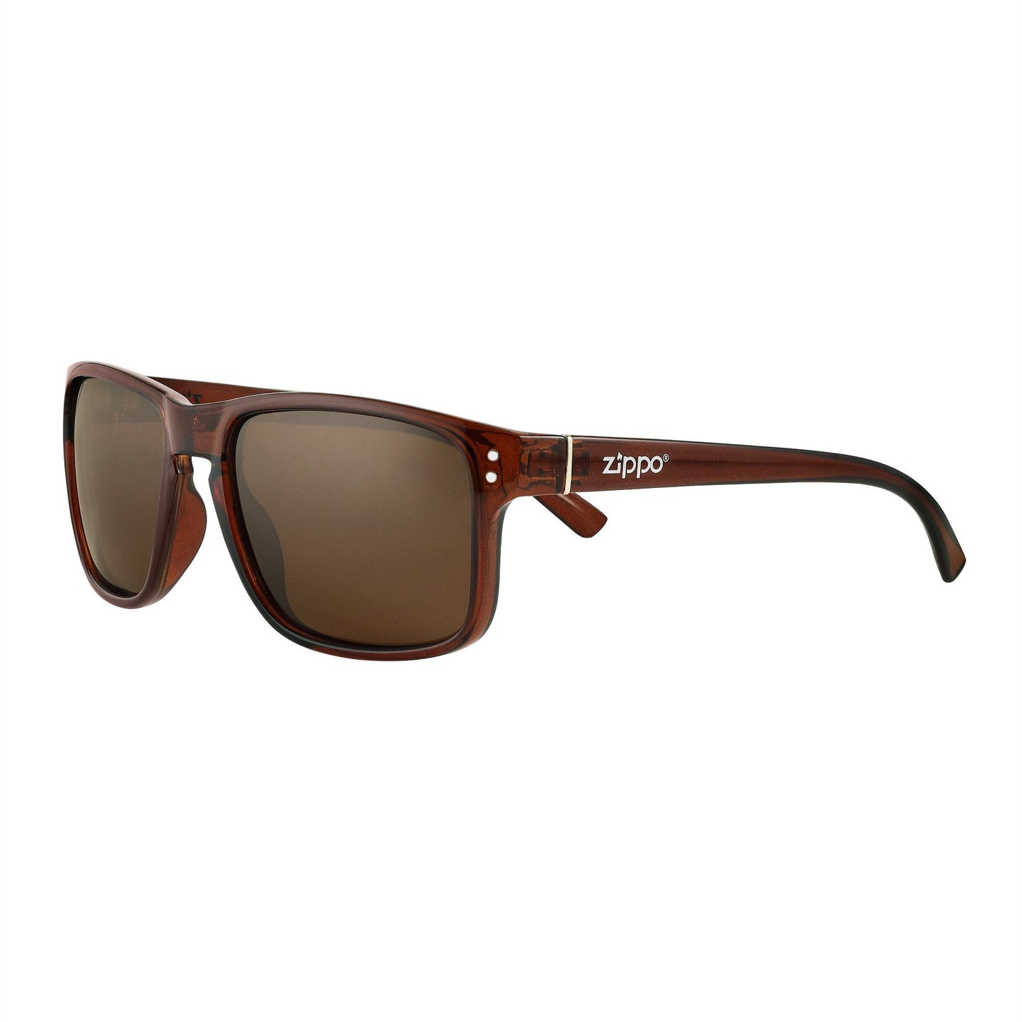 Vue de face lunettes de soleil Zippo monture étroite, rectangulaires, marrons