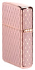 Seitenansicht hinten 3/4 Winkel Zippo Feuerzeug 360 Grad Lasergravur Rose Gold Netz-Design Online Only