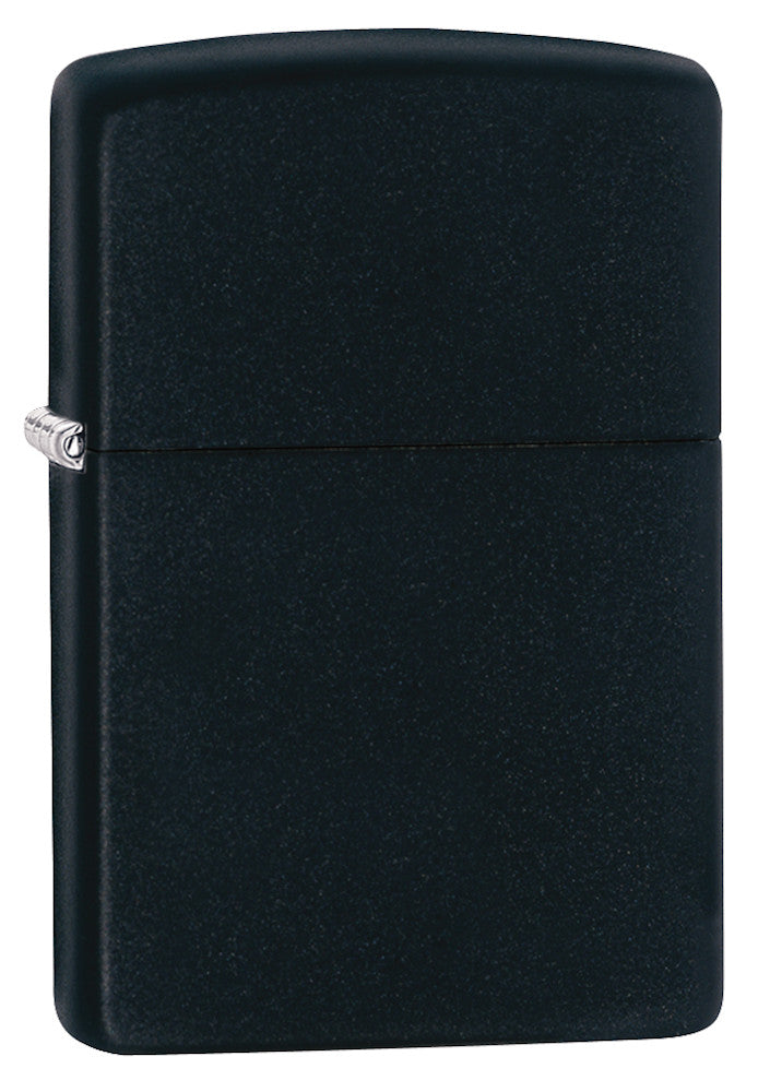 Frontansicht 3/4 Winkel Zippo Feuerzeug Media Chrome Black Matte