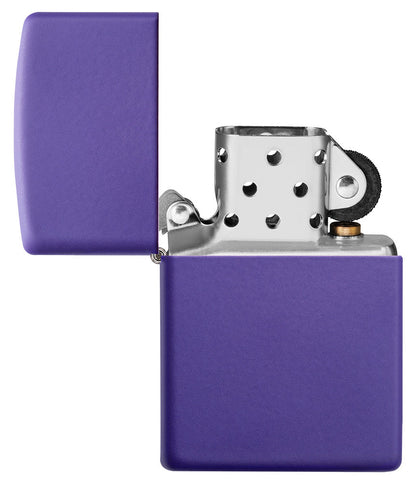 Zippo Feuerzeug Basismodell violett matt geöffnet ohne Flamme