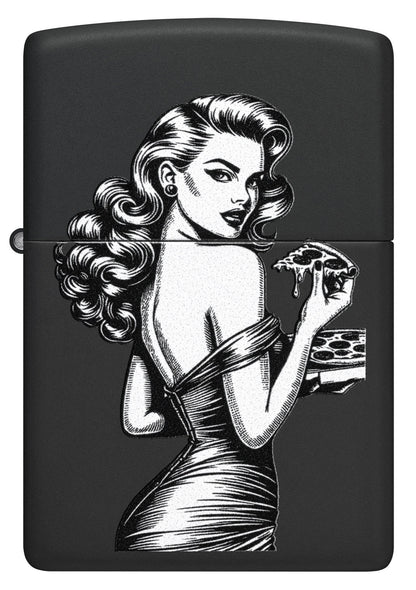 Modèle Pin-up à la pizza