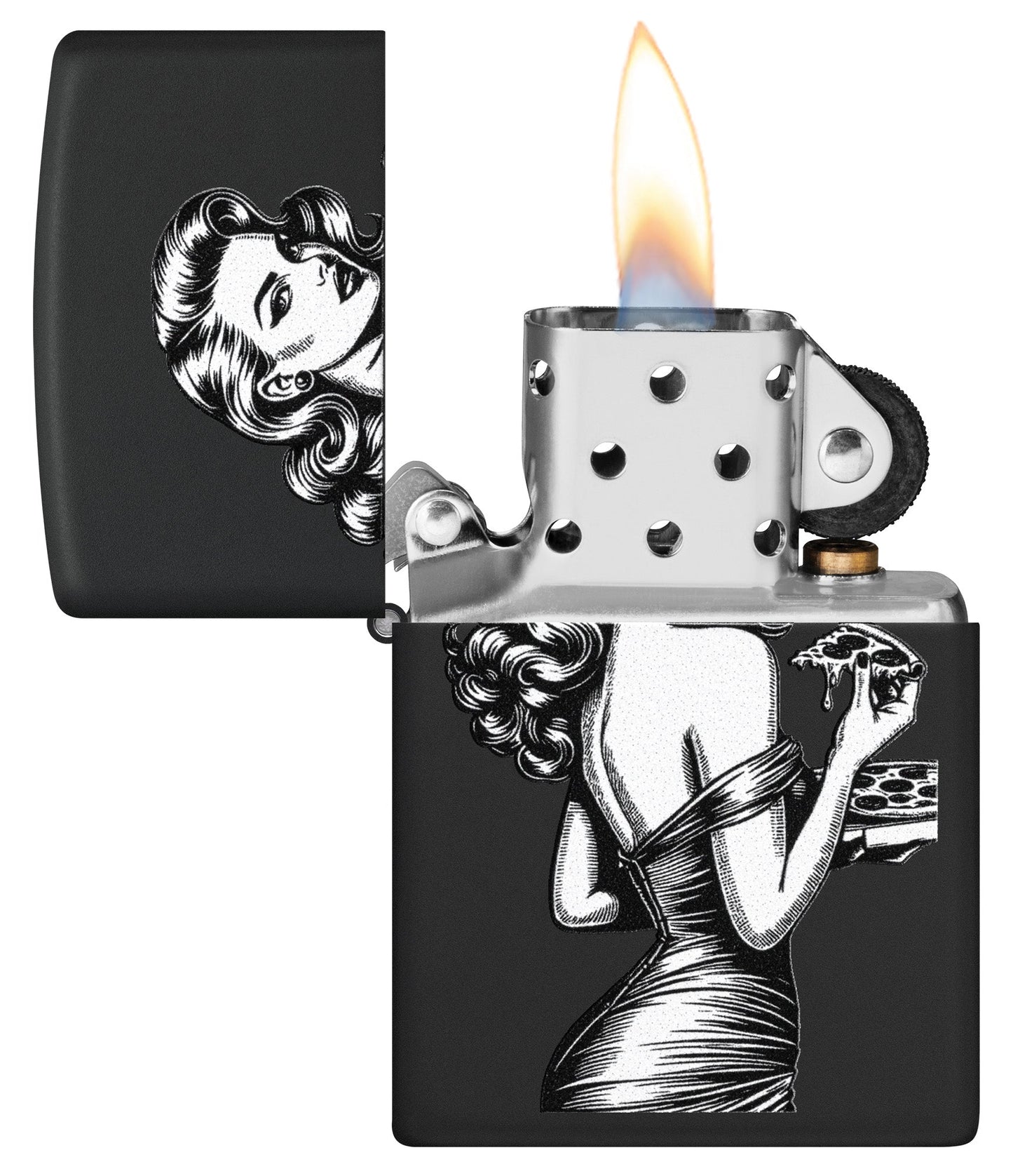 Modèle Pin-up à la pizza