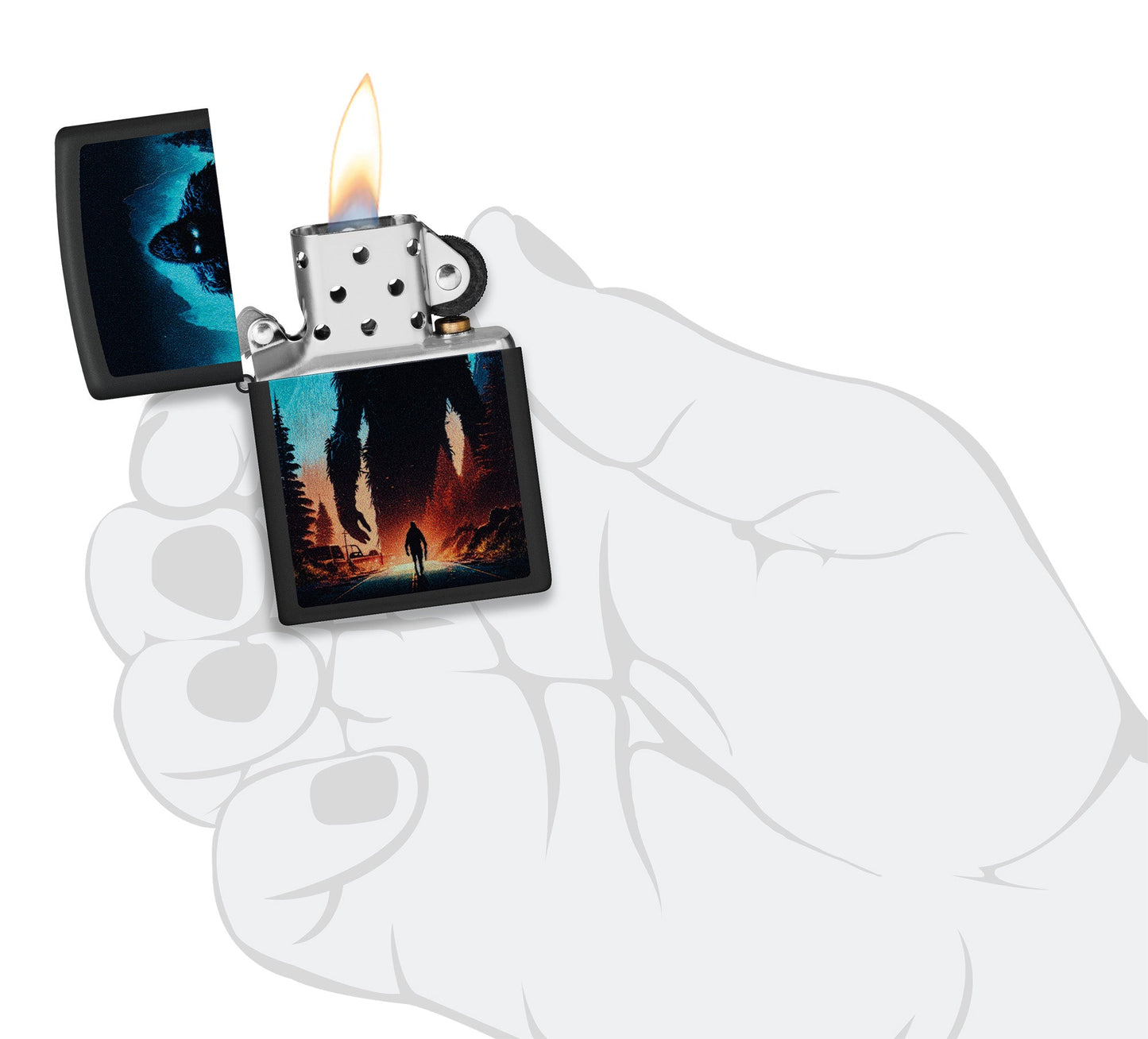 Modèle Sasquatch sous une lumière noire