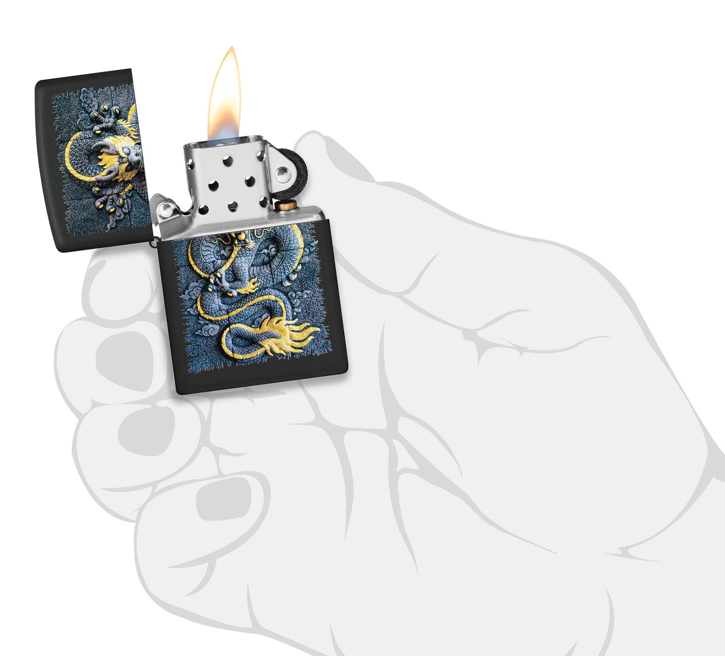 Motif dragon de pierre