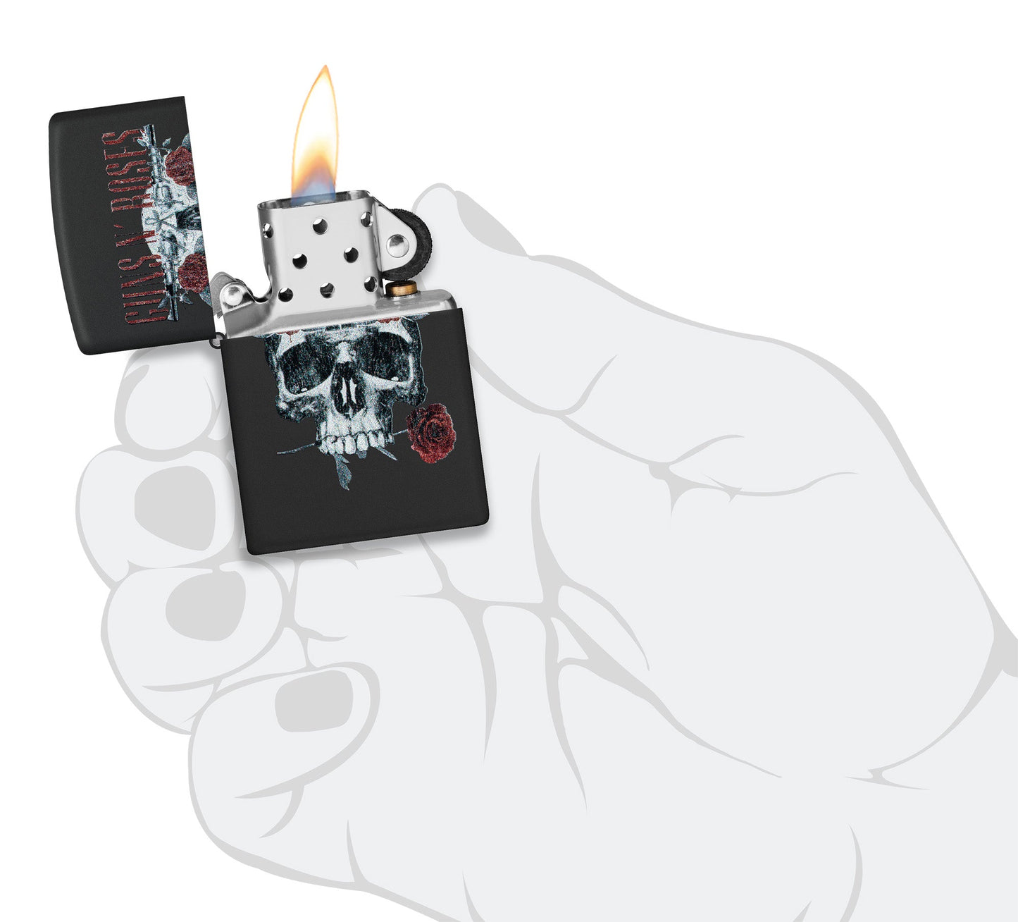 Motif Guns N’ Roses, crâne fleuri