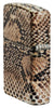 Vue de la tranche arrière du briquet tempête Snake Skin Design avec une belle peau de serpent