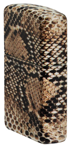 Vue de la tranche du briquet tempête Snake Skin Design avec une belle peau de serpent