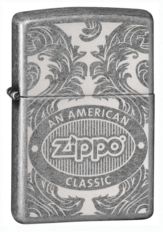Zippo Scroll Antique Silver
