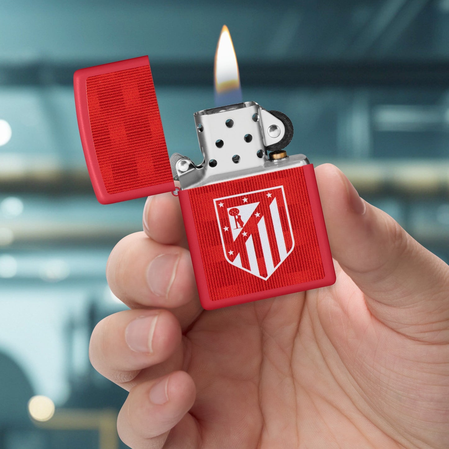 Motif damier et logo de l’Atlético de Madrid