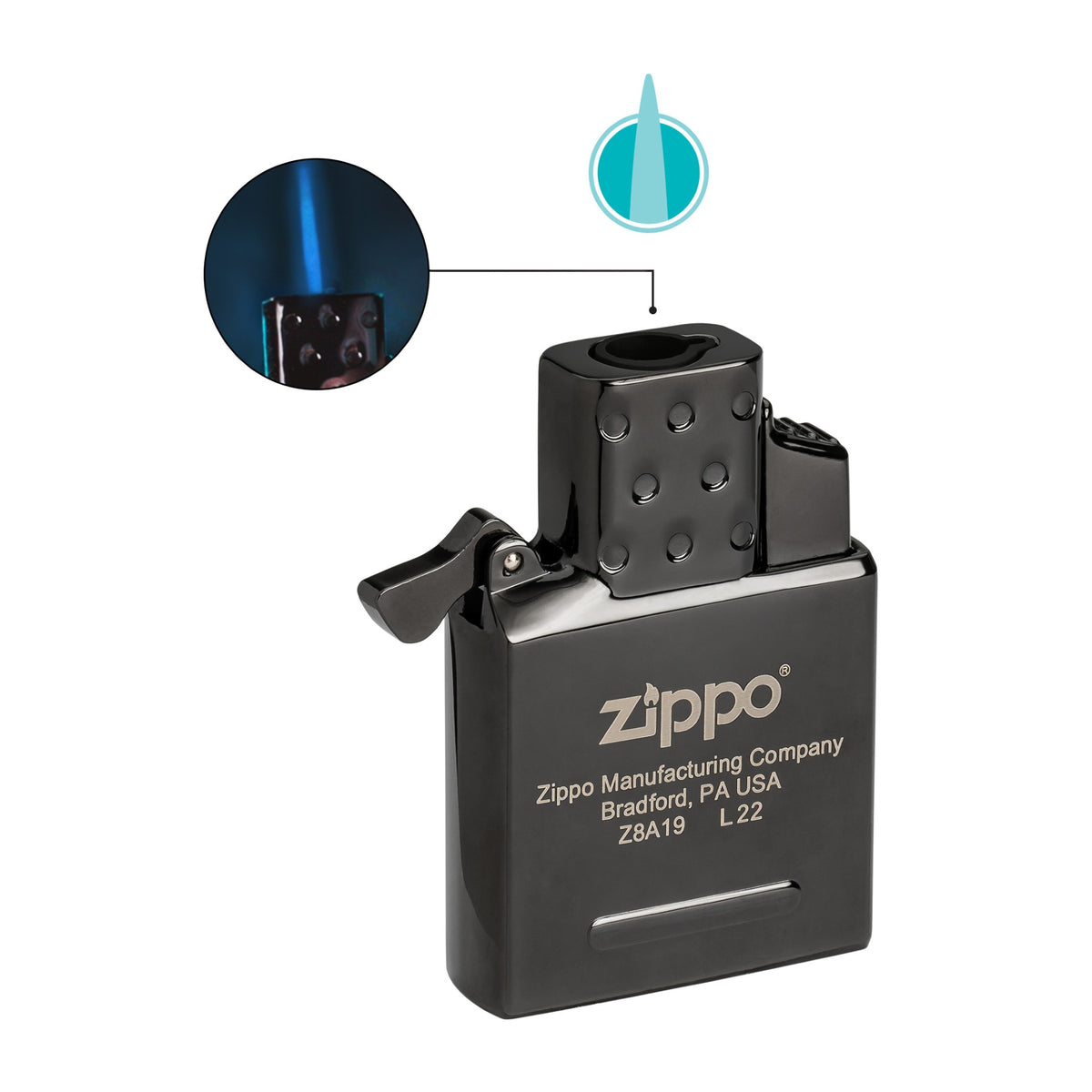Insert pour briquet à butane à flamme unique  - Noir
