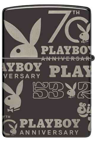 Vue de face du briquet tempête Zippo Playboy 70th Anniversary Design