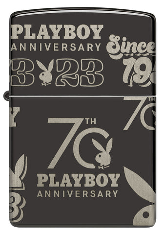 Vue de face du briquet tempête Zippo Playboy 70th Anniversary Design