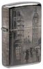 Frontansicht 3/4 Winkel Zippo Feuerzeug Black Ice mit Big Ben in London 360 Grad Photo Image Design