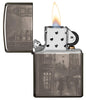 Zippo Feuerzeug Black Ice mit Big Ben in London 360 Grad Photo Image Design geöffnet mit Flamme