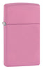 Vue de face 3/4 briquet Zippo Slim Pink Matt