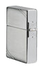 Briquet Zippo 1935 Replica vue de côté en chrome brossé avec des traits obliques gravés dans les coins opposés