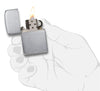 Briquet Zippo 1941 Replica vue de face ouvert et allumé en optique chrome brossé