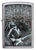 Briquet Zippo vue de face chrome brossé avec image d'Eric Clapton par Ron Pownall