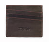 Vue de face porte-cartes de crédit vue de face brun 3 compartiMen,ts avec logo Zippo