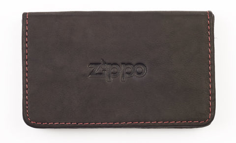 Vue de face porte-cartes de visite fermé avec le logo Zippo
