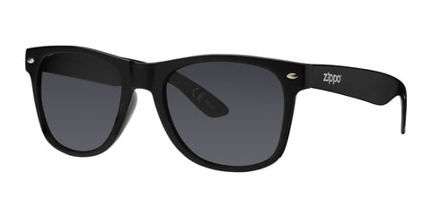 Vue de face 3/4 lunettes de soleil Zippo rectangulaires noires