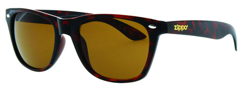 Vue de face 3/4 lunettes de soleil Zippo marron Havane