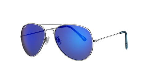 Vue de 3/4 lunettes de soleil style Pilote Zippo Bleu