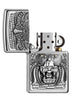 Briquet Zippo emblème lion avec crinière sauvage, ouvert