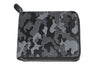 Vue de face portefeuille Zippo motif camouflage gris avec fermeture Éclair