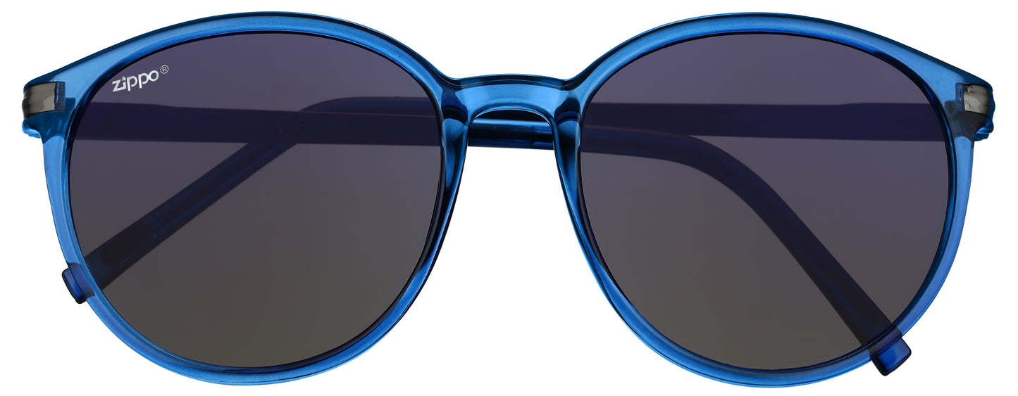 Vue de face lunettes de soleil Zippo bleu gris plastique métal