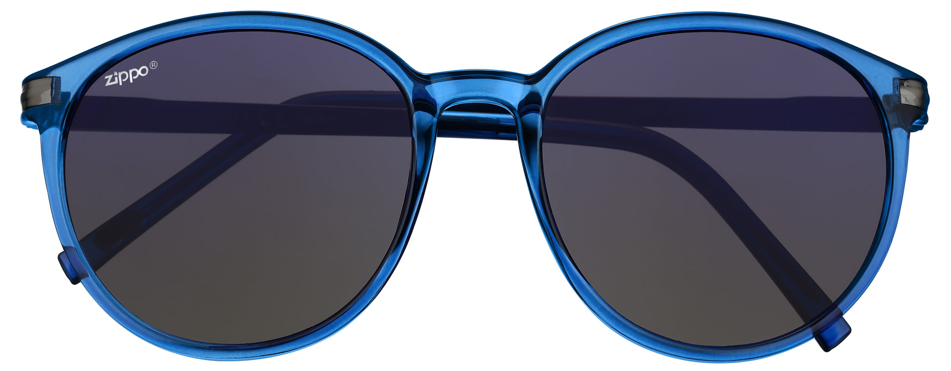 Vue de face lunettes de soleil Zippo bleu gris plastique métal
