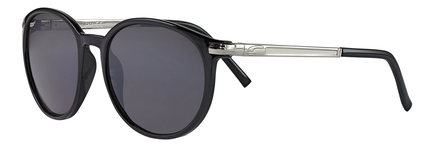 Vue de face 3/4 lunettes de soleil Zippo fumée gris plastique métal