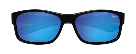 Vue de face lunettes de soleil Zippo sport noires et bleues
