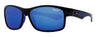 Vue de face 3/4 lunettes de soleil Zippo sport noires et bleues