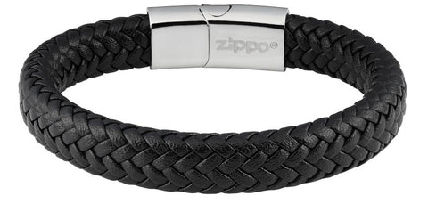 Vue de face bracelet avec lettrage Zippo sur l'intérieur du fermoir