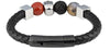 Vue de dos bracelet Zippo en cuir noir avec pierres semi-précieuses