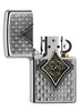 Briquet Zippo emblème carreau, ouvert