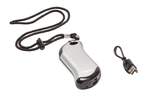  Chauffe-mains rechargeable Zippo Heatbank argenté avec cordon et câble de chargeMen,t USB