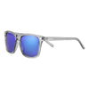 Vue de face 3/4 lunettes de soleil Zippo transparentes rectangulaires, verres bleus