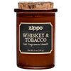 Vue de face bougie Zippo Whiskey and Tobacco marron avec couvercle en liège