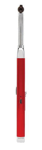 Vue de côté allume-bougie Zippo avec embout flexible rouge et prise USB