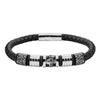 Five Charms Stainless Steel Leather Bracelet