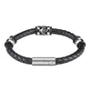 Three Charms Stainless Steel Leather Bracelet