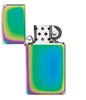 Vue de face briquet Zippo Slim multicolore, ouvert