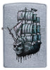 Frontansicht Zippo Feuerzeug Street Chrome Piratenschiff mit Totenkopf Online Only